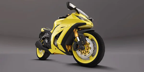 Желтый Супер Спортивный Мотоцикл Сером Фоне Иллюстрация — стоковое фото