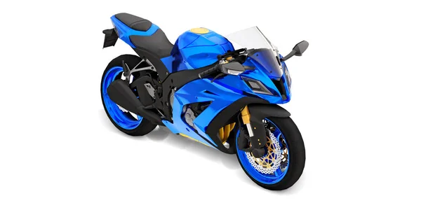 Moto Super Sportiva Blu Sfondo Bianco Isolato Illustrazione — Foto Stock