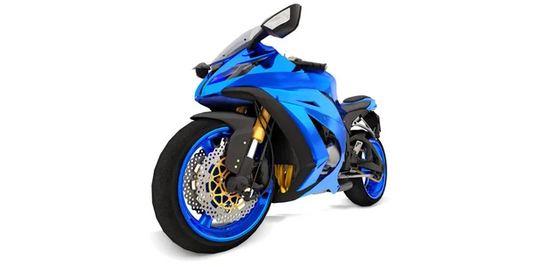 Blaues Supersportmotorrad Auf Weißem Isolierten Hintergrund Illustration — Stockfoto