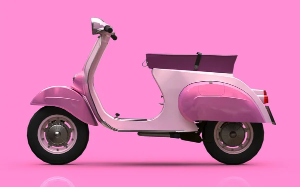 Vintage Scooter Rose Européen Sur Fond Rose Rendu — Photo