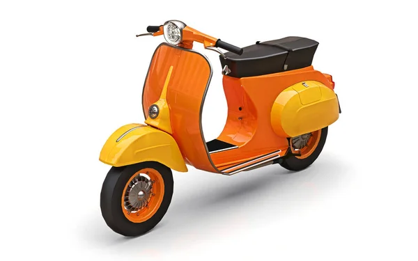 Scooter Europeo Vintage Naranja Sobre Fondo Blanco Renderizado —  Fotos de Stock