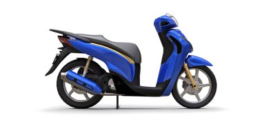 Beyaz arka planda modern şehir mavisi motosiklet. 3d illüstrasyon