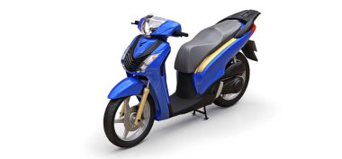 Beyaz arka planda modern şehir mavisi motosiklet. 3d illüstrasyon