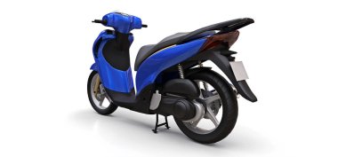 Beyaz arka planda modern şehir mavisi motosiklet. 3d illüstrasyon