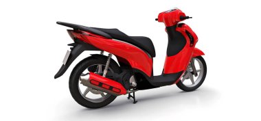 Beyaz arka planda modern kentsel kırmızı mobilet. 3d illüstrasyon