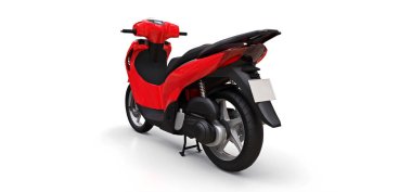 Beyaz arka planda modern kentsel kırmızı mobilet. 3d illüstrasyon