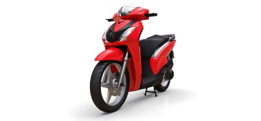 Beyaz arka planda modern kentsel kırmızı mobilet. 3d illüstrasyon