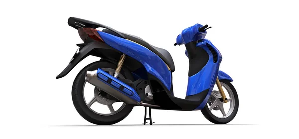 Modern Városi Kék Moped Fehér Háttérrel Illusztráció — Stock Fotó