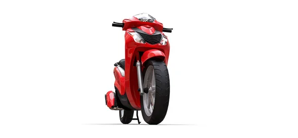 Modern Városi Piros Moped Fehér Háttérrel Illusztráció — Stock Fotó