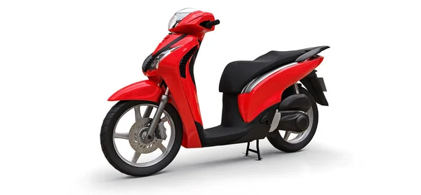 Modernes Urbanes Rotes Moped Auf Weißem Hintergrund Illustration — Stockfoto