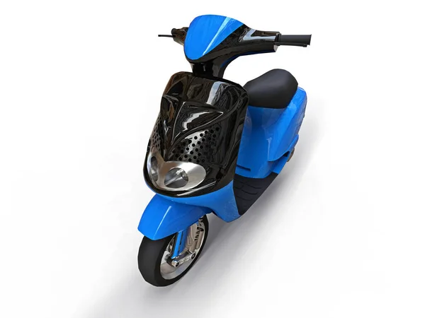 Modern Városi Fekete Kék Moped Fehér Háttérrel Illusztráció — Stock Fotó