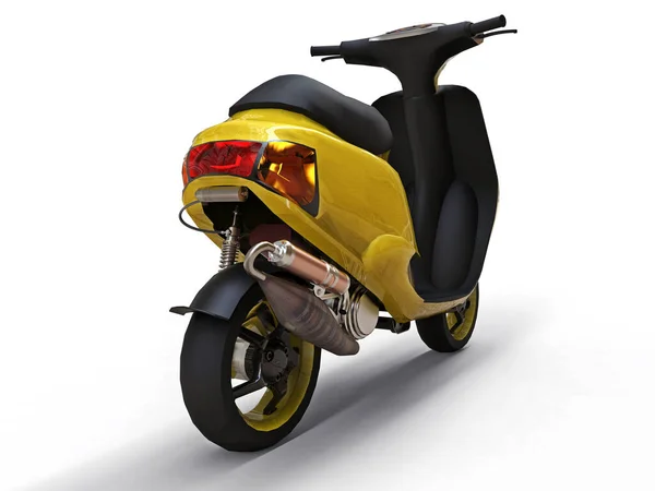 Modern Urban Gul Moped Vit Bakgrund Illustration — Stockfoto