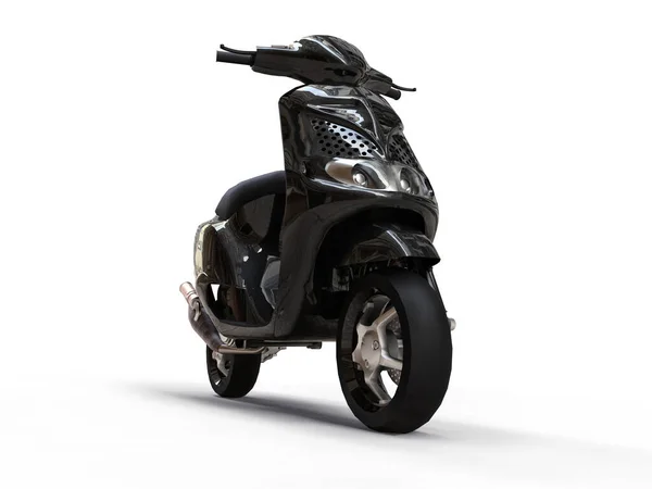 Modern Urban Svart Moped Vit Bakgrund Illustration — Stockfoto