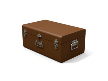 Zarif tokalı kahverengi deri bavul. Asırlık gelenekleri olan klasik premium tasarım. Eski tarzda modern yeni bir ürün. 3d illüstrasyon