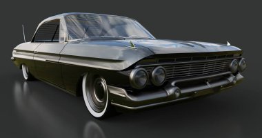 Eski Amerikan arabası mükemmel durumda. 3d oluşturma