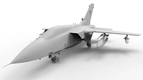 Militära Stridsflygplan Tredimensionell Rasterillustration Form Helt Vit Modell Konvertering — Stockfoto