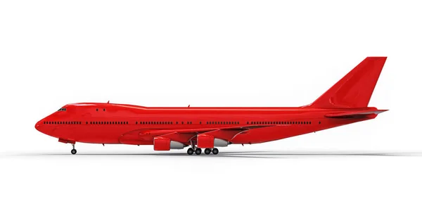 Великі Пасажирські Літаки Великої Місткості Тривалих Трансатлантичних Рейсів Червоний Літак — стокове фото
