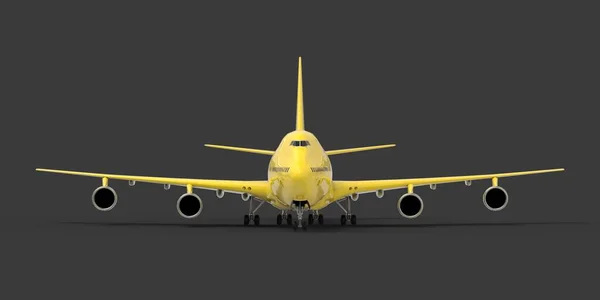 Large Passenger Aircraft Large Capacity Long Transatlantic Flights Yellow Airplane — Stock Photo, Image