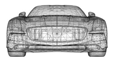 Model, premium coupe kullanıyor. Beyaz zemin üzerinde siyah çokgen bir üçgen ızgara şeklinde Raster çizimi. 3d oluşturma