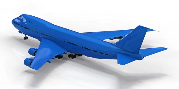 Большие Пассажирские Самолеты Большой Вместимости Длительных Трансатлантических Полетов Синий Самолет — стоковое фото