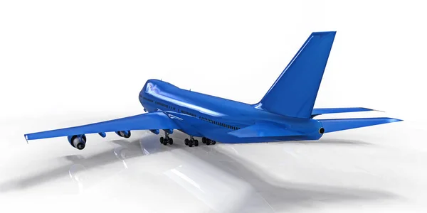 Великі Пасажирські Літаки Великої Місткості Тривалих Трансатлантичних Рейсів Блакитний Літак — стокове фото