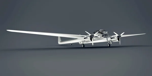 Trojrozměrný Model Bombardovacího Letounu Druhé Světové Války Lesklé Hliníkové Tělo — Stock fotografie