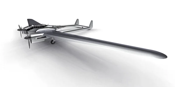 Tredimensionell Modell Andra Världskrigets Bombplan Glänsande Aluminium Kropp Med Två — Stockfoto