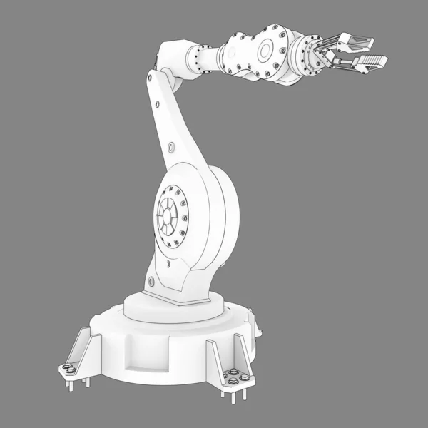 机械臂 用于工厂或生产中的任何工作 用于复杂任务的机电一体化设备 3D说明 — 图库照片