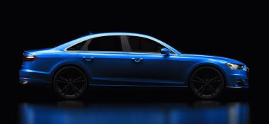 Tula, Rusya. 25 Şubat 2021: Audi A8 Quattro 2020 lüks araba siyah arka planda izole edildi. 3d oluşturma