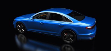 Tula, Rusya. 25 Şubat 2021: Audi A8 Quattro 2020 lüks araba siyah arka planda izole edildi. 3d oluşturma