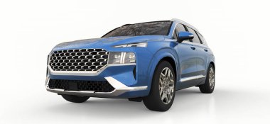 Beyaz arka planda büyük şehir kesişen mavi renk. 3d oluşturma.