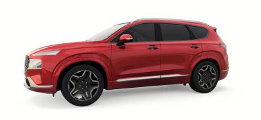 Beyaz arka planda büyük şehir kesişen kırmızı renk. 3d oluşturma