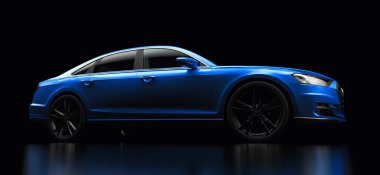 Tula, Rusya. 25 Şubat 2021: Audi A8 Quattro 2020 lüks araba siyah arka planda izole edildi. 3d oluşturma