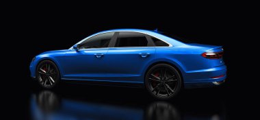 Tula, Rusya. 25 Şubat 2021: Audi A8 Quattro 2020 lüks araba siyah arka planda izole edildi. 3d oluşturma