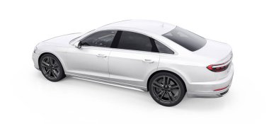 Tula, Rusya. 24 Şubat 2021: Audi A8 Quattro 2020 lüks araba beyaz arka planda izole edildi. 3d oluşturma