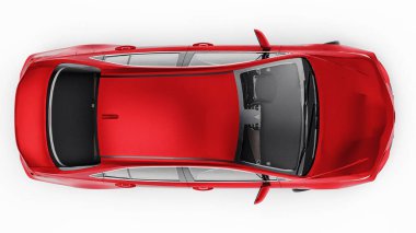 Tula, Rusya. 28 Şubat 2021: Toyota Corolla Sedan 2020 kırmızı araba beyaz arka planda izole edildi. 3d oluşturma