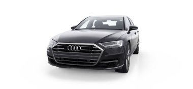 Tula, Rusya. 26 Şubat 2021: Audi A8 Quattro 2020 siyah lüks lüks araba beyaz arka planda izole edildi. 3d oluşturma