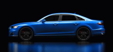 Tula, Rusya. 25 Şubat 2021: Audi A8 Quattro 2020 lüks araba siyah arka planda izole edildi. 3d oluşturma