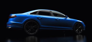 Tula, Rusya. 25 Şubat 2021: Audi A8 Quattro 2020 lüks araba siyah arka planda izole edildi. 3d oluşturma