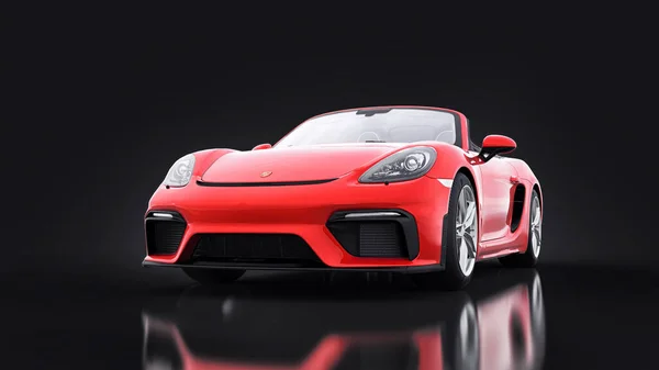 Тула Россия Марта 2021 Porsche 718 Spider 2017 Red Sports — стоковое фото