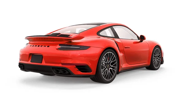 Tula Oroszország Március 2021 Porsche 911 Turbo 2016 Piros Sportautó — Stock Fotó