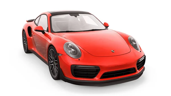 Τούλα Ρωσία Μαρτίου 2021 Porsche 911 Turbo 2016 Κόκκινο Σπορ — Φωτογραφία Αρχείου