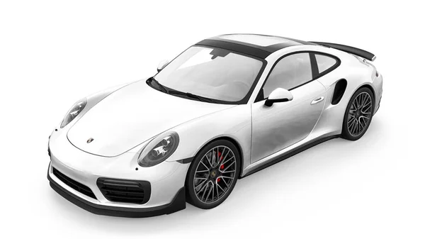 Tula Rusko Března 2021 Porsche 911 Turbo 2016 Bílé Sportovní — Stock fotografie