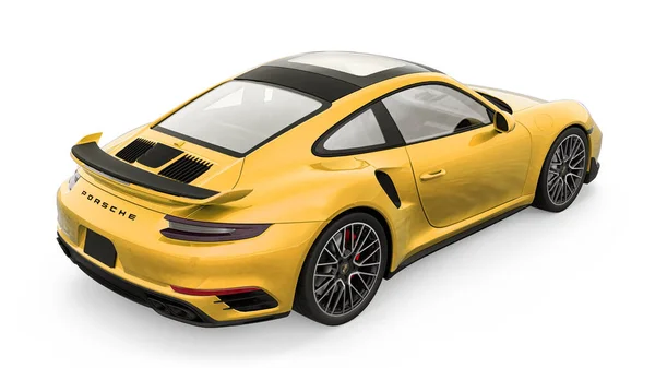 Tula Rússia Março 2021 Porsche 911 Turbo 2016 Amarelo Carro — Fotografia de Stock