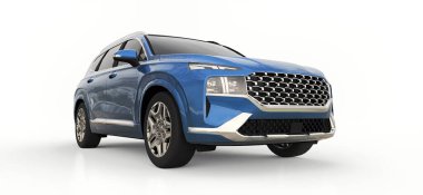 Beyaz arka planda büyük şehir kesişen mavi renk. 3d oluşturma.