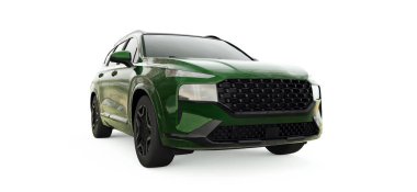 Beyaz arka planda yeşil renkte büyük şehir çaprazlaması. 3d oluşturma