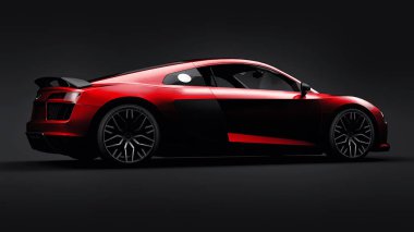 Tula, Rusya. 11 Mayıs 2021: Audi R8 V10 Quattro 2016 siyah arka planda lüks lüks lüks spor araba. 3d oluşturma.