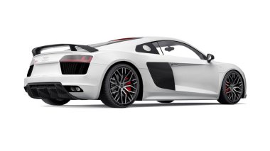 Tula, Rusya. 12 Mayıs 2021: Audi R8 V10 Quattro 2016 beyaz lüks spor araba beyaz arka planda izole edildi. 3d oluşturma.