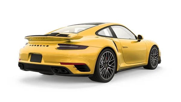 Tula Rússia Março 2021 Porsche 911 Turbo 2016 Amarelo Carro — Fotografia de Stock