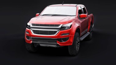 Siyah arka planda kırmızı pikap. 3d oluşturma